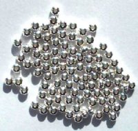 100 2x3mm Bright Silver Plated Fluted Melon Beads